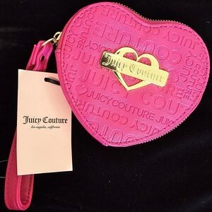 Juicy Couture Pink Heart Zip Around Wristlet